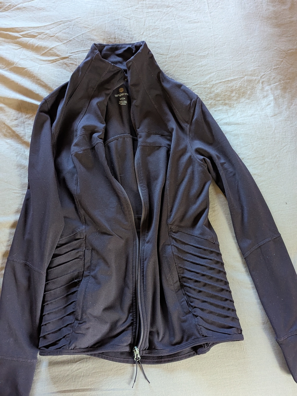 Tangerine Plum Utility Zip Jacket with Ruched Side Panels